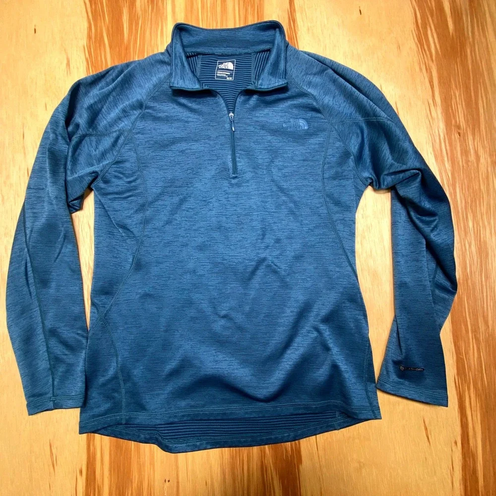 The North Face Mens Blue Pullover Duodry Size Medium Quarter Zip
